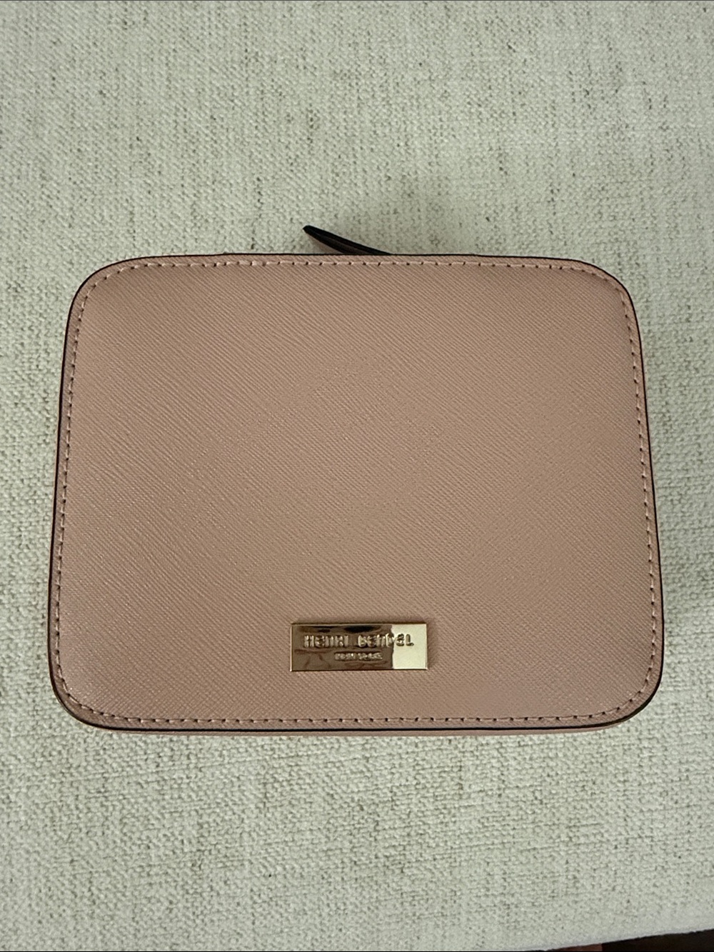 Henri Bendel Pink Gold-Plated Logo Zip Wallet